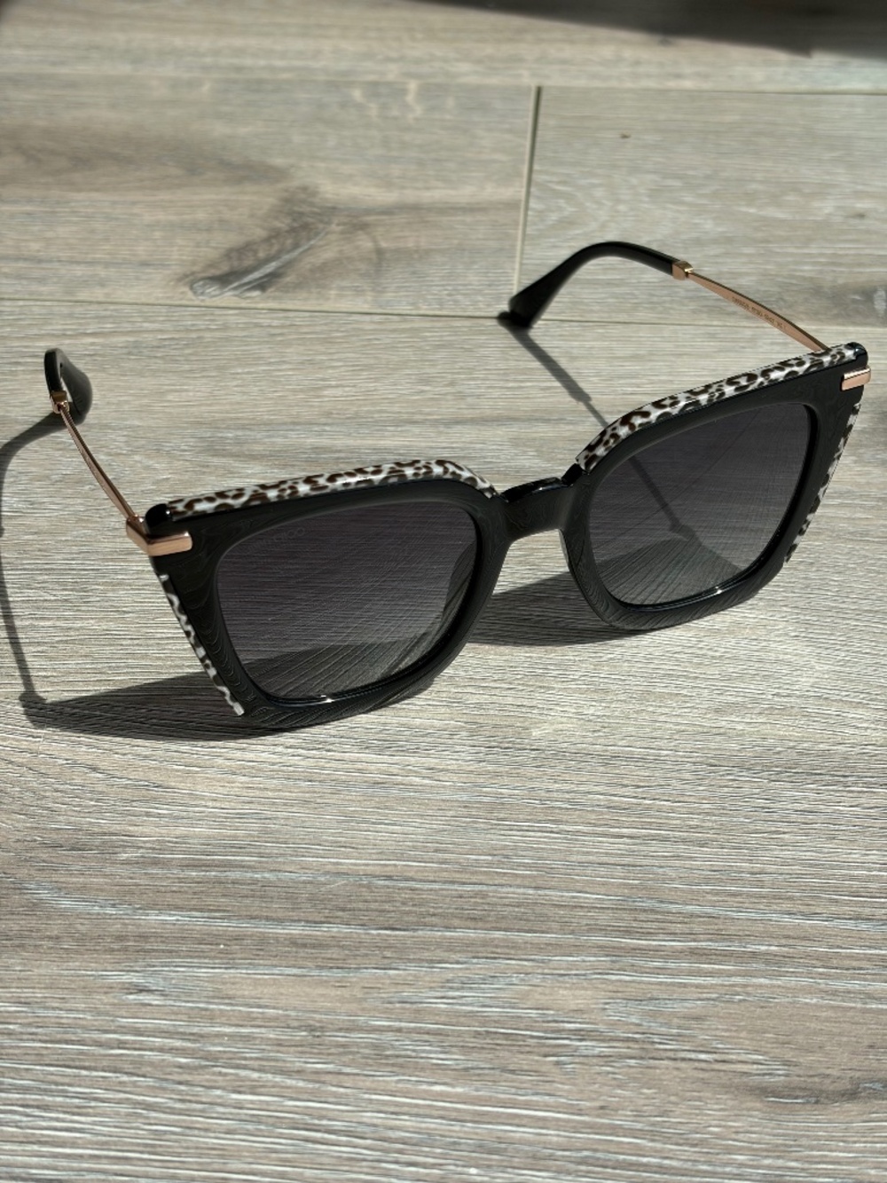 JIMMY CHOO Square Ciara/G Sunglasses FP39O Black/Leopard